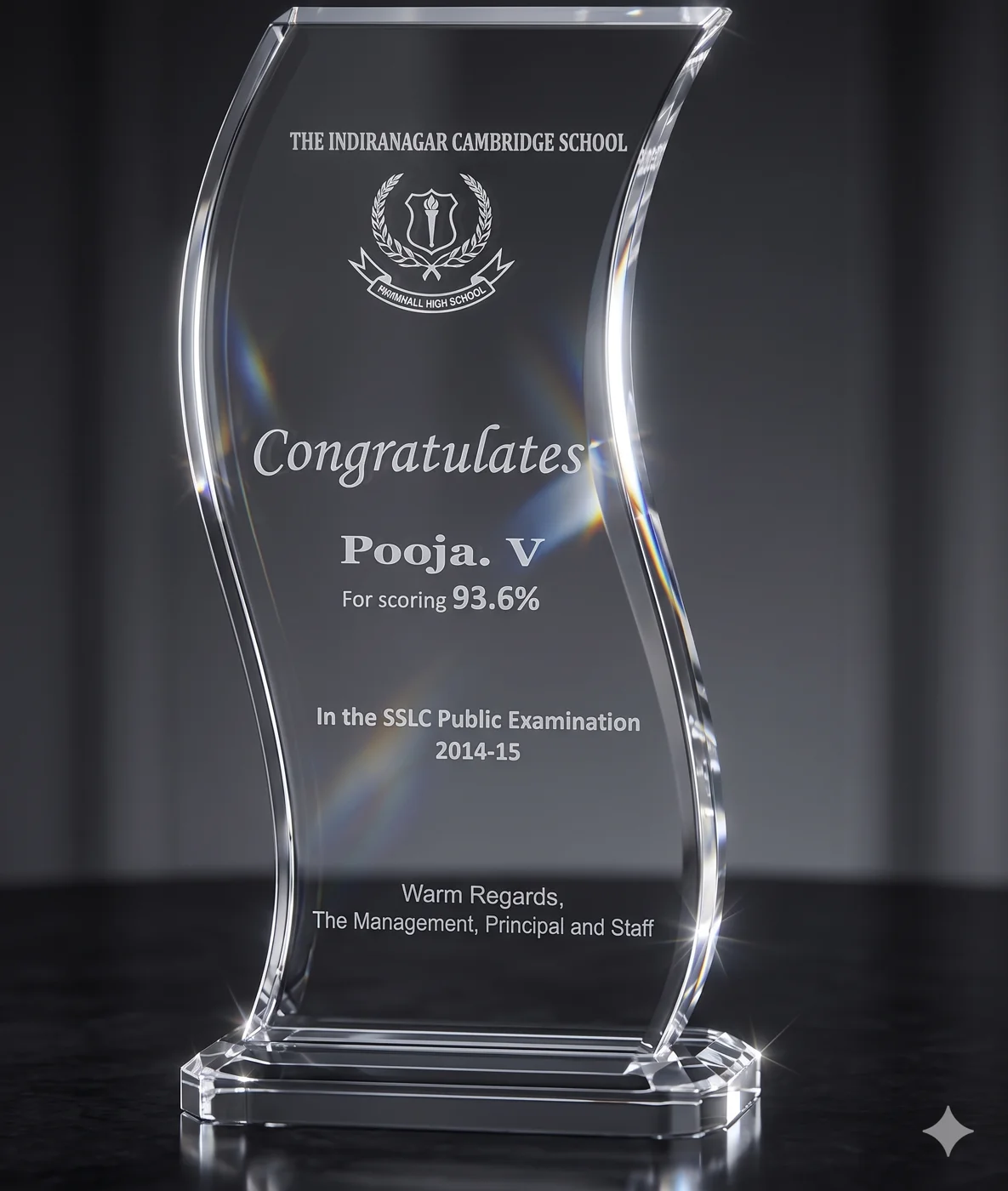 Crystal wave award
